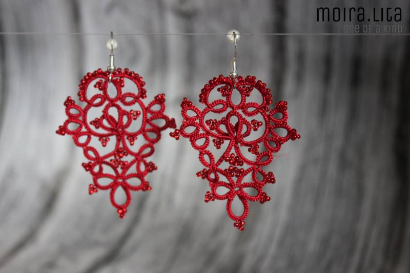 Anna Tatting Lace Ohrringe Rot Anna Tatting Lace Ohrringe Rot von MoiraLita