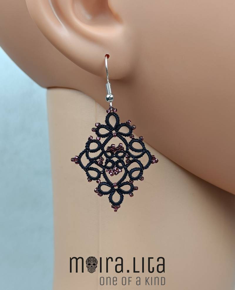 Tatting Ohrringe Blau Lila Spitze Tatting Ohrringe Blau Lila Spitze von MoiraLita