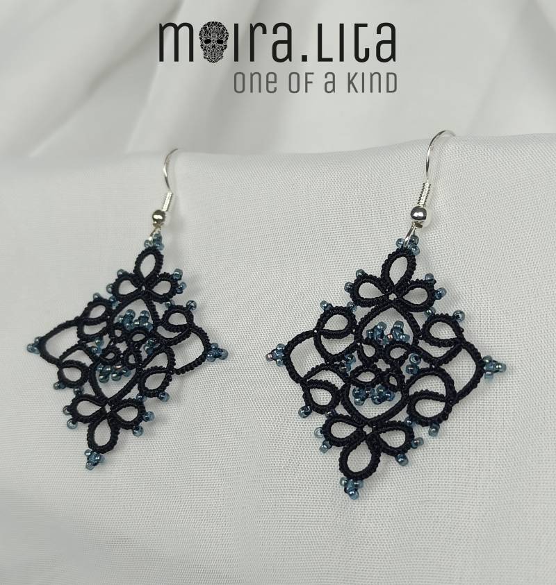 Tatting Ohrringe Blau Spitze Tatting Ohrringe Blau Spitze von MoiraLita
