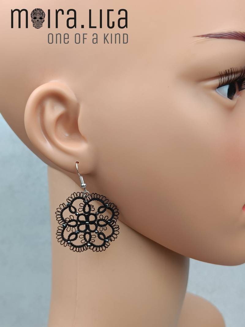 Tatting Ohrringe Schwarz Spitze Tatting Ohrringe Schwarz Spitze von MoiraLita