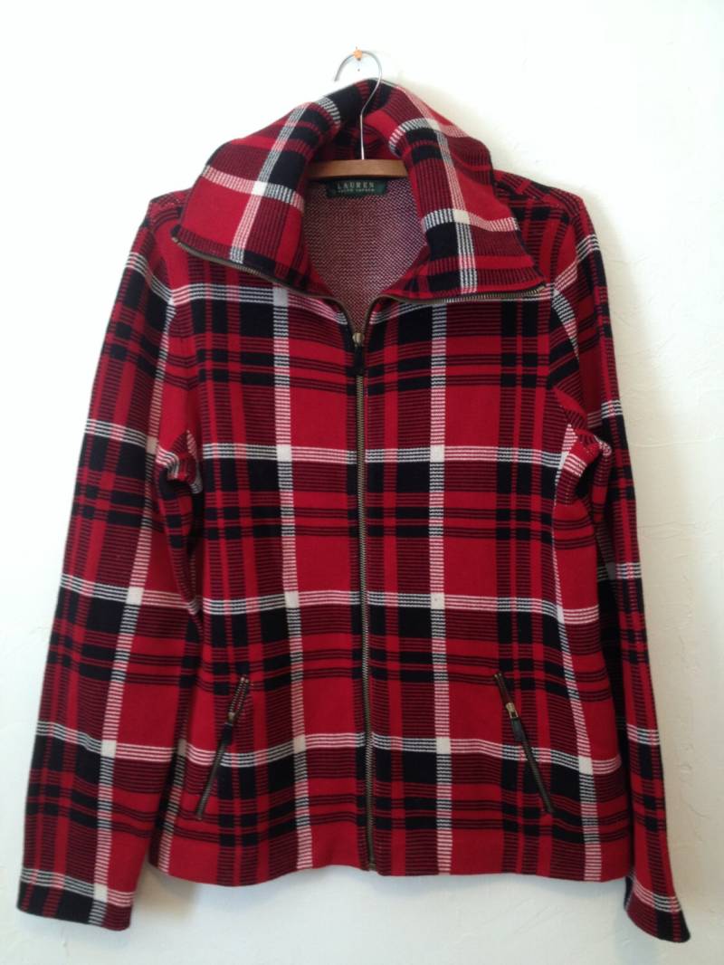 Ralph Lauren Rot Karierte Oberbekleidung Strickjacke Ralph Lauren Rot Karierte Oberbekleidung Strickjacke von MoiraVintage