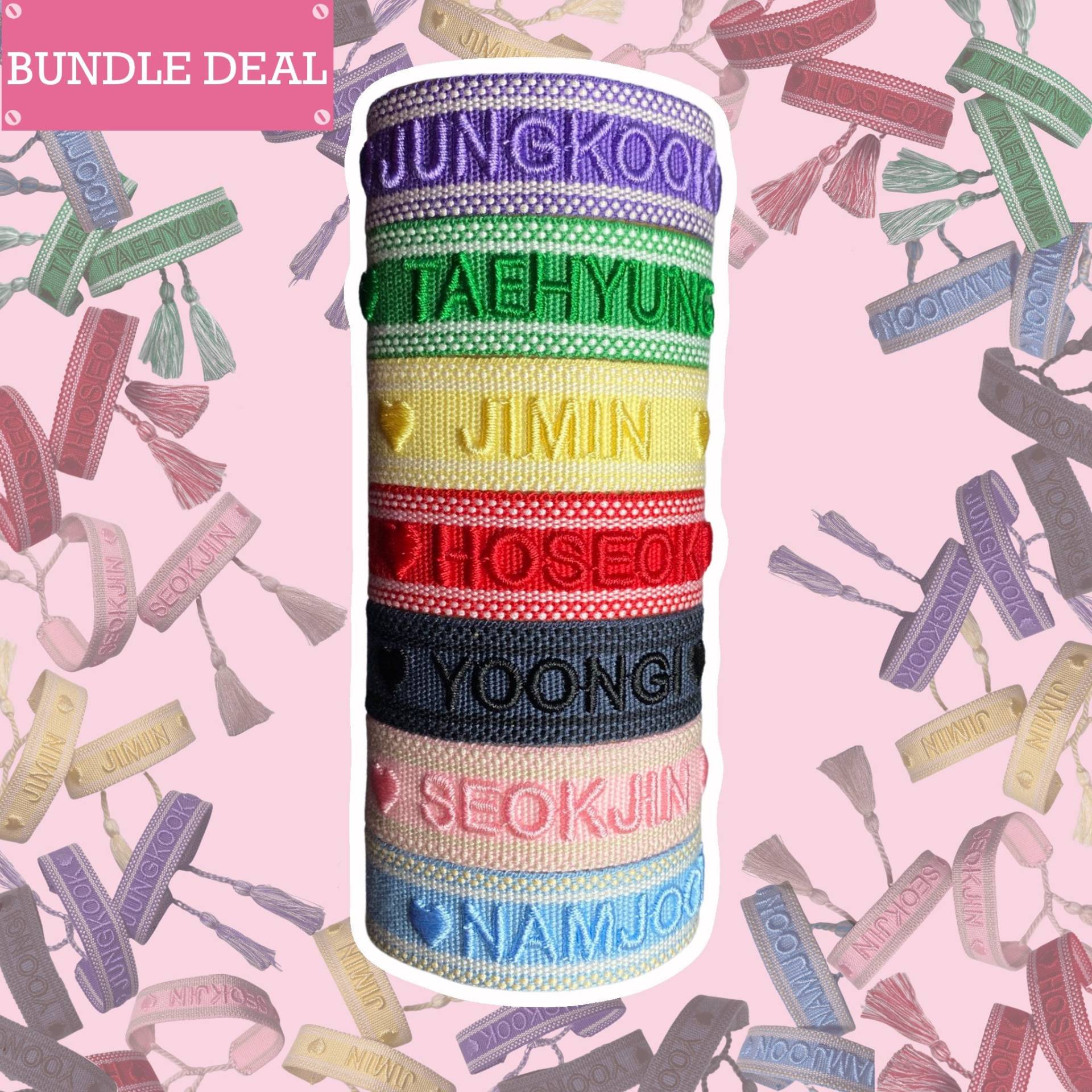 Schrägband Freundschaftsarmband Bundle | Bangtan Armband Bts Besticktes von MoiraiBTShop