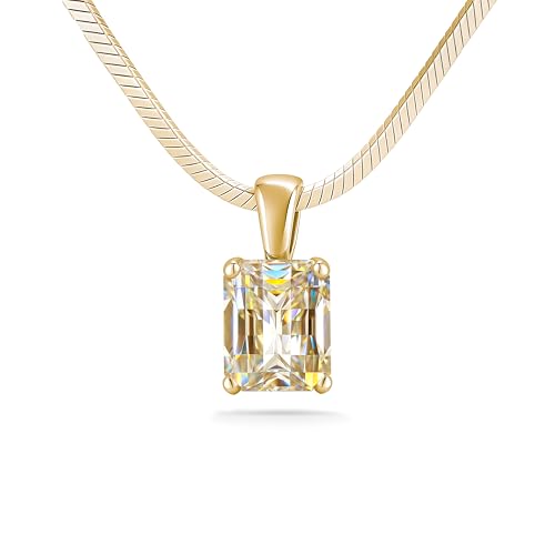 925 Silber Kette mit 4ct Moissanit im Pixelschliff – Limited Edition Anhänger (klar oder champagne) – Herren & Damen – 55 cm – Schlangenkette – GRA-zertifiziert – Geschenk-Etui (vergoldet, Champagne) von Moissanit Germany