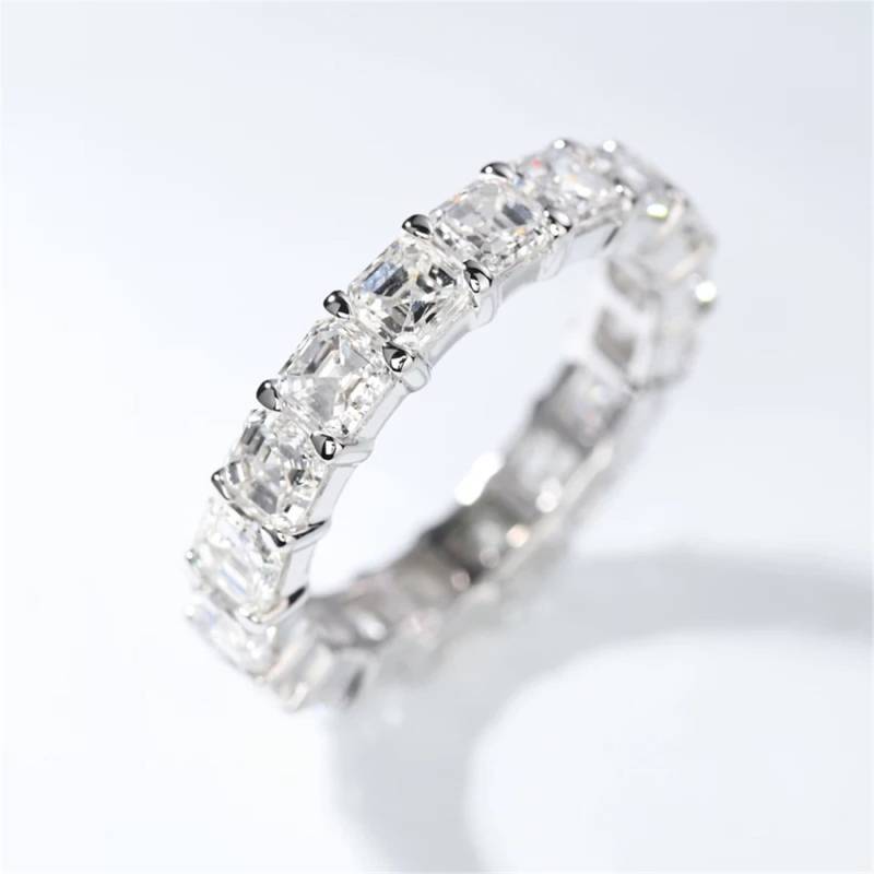 6Ct 9K/14K 18K Weißgold Asscher Schnitt Moissanite Ring, Verlobungsring, Ehering, Multisteinring, Goldring von MoissaniteShop