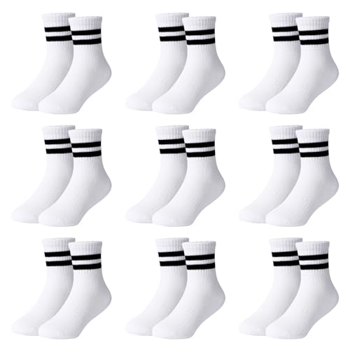 Moitiy 9 Paar Socken Jungen Kinder Tennissocken Kinder Kindersocken Jungen Mädchen Elastisch Baumwolle Unisex Soprtsocken von Moitiy