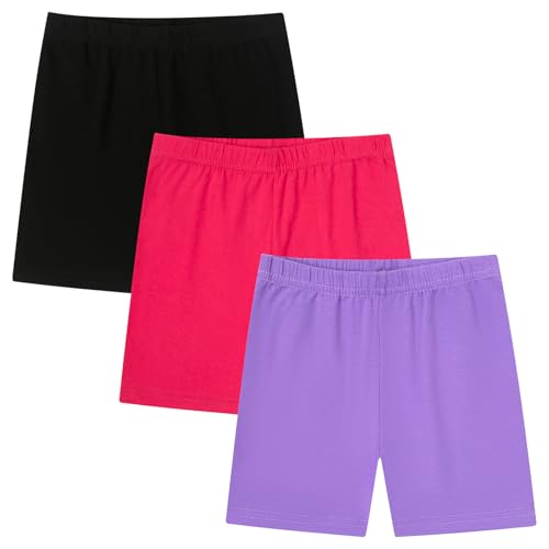 Moitiy Radlerhose Kinder Kruze Hosen Mädchen Sporthose Kruz Shorts Leggings Hose Sport Shorts Mädchen Baumwolle Sommerhose 10-12 Jahre 3 Paar von Moitiy