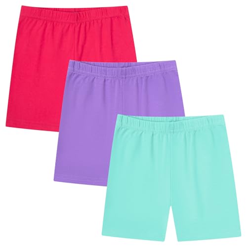 Moitiy Radlerhose Kinder Kruze Hosen Mädchen Sporthose Kruz Shorts Leggings Hose Sport Shorts Mädchen Baumwolle Sommerhose 9-10 Jahre 3 Paar von Moitiy