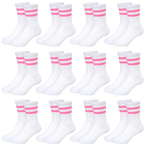 Moitiy Socken Kinder Mädchen Tennissocken Kinder Kindersocken 12 Paar Baumwolle Sportsocken Regenbogen Socken für Mädchen Jungen 27-30 von Moitiy