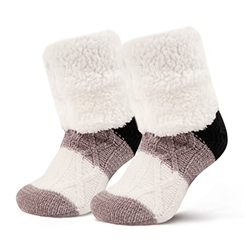 Moitkptt Kuschelsocken Damen 39-42, Stoppersocken Damen, Antirutschsocken erwachsene, Haussocken Damen, Hüttensocken mit sohle, warme socken damen für Damen und Herren (Blau&Weiß) von Moitkptt