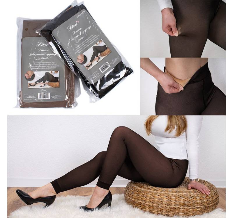 Mojawo Feinstrumpfleggings Da Thermo Leggings Laufhose Warm gefüttert Winter Fleece M/L von Mojawo