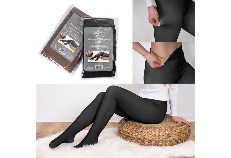 Mojawo Feinstrumpfleggings Da Thermostrumpfhose Strumpfhose Warm gefüttert Thermo Fleece XL/XXL von Mojawo