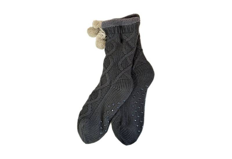 Mojawo Langsocken Da Home Socks Hüttenschuhe Stoppersocken gefüttert Anthrazit Gr 35-38 von Mojawo