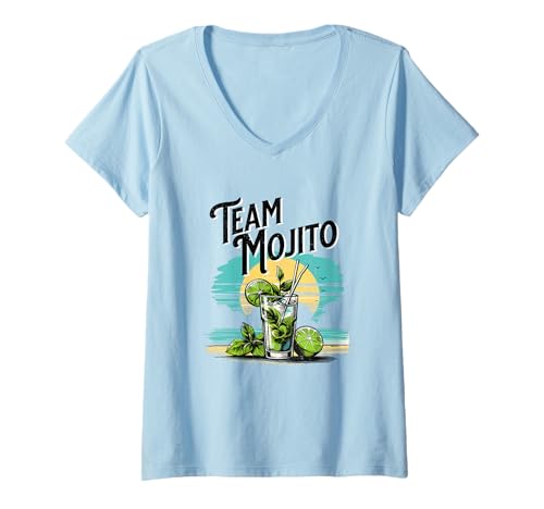 Damen Team Mojito, Mojito-Cocktail, Junggesellinnenabschied T-Shirt mit V-Ausschnitt Damen Team Mojito, Mojito-Cocktail, Junggesellinnenabschied T-Shirt mit V-Ausschnitt von Mojito Bartender Shirts & Apparel
