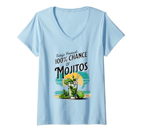 Damen Mojito Lustiger Spruch - Heute Vorhersage Mojito T-Shirt mit V-Ausschnitt Damen Mojito Lustiger Spruch - Heute Vorhersage Mojito T-Shirt mit V-Ausschnitt von Mojito T-Shirts, Clothing Apparel & Ideas