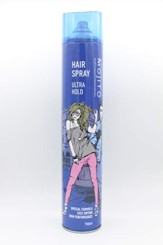 Mojito Hair Spray Ultra Hold,No Gas, 400ml-750ml Haarspray Friseurbedarf Haar Styling für alle Haartypen Barber Hairspray für Damen und Herren Ultra Starker Halt (Ultra Hold 750ml) von Mojito