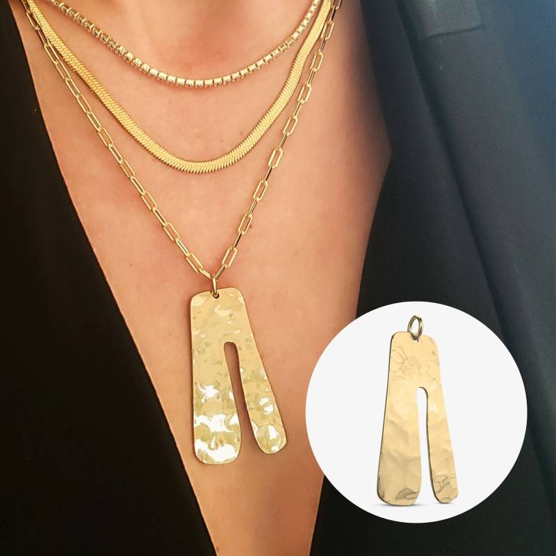 Slide-On Großer Strukturierter Goldanhänger Perfekt Für Layering Halsketten Einzigartiger Statement Schmuck Doppelseitig Wende Charm Findings Ivy von MojoSupplyCo