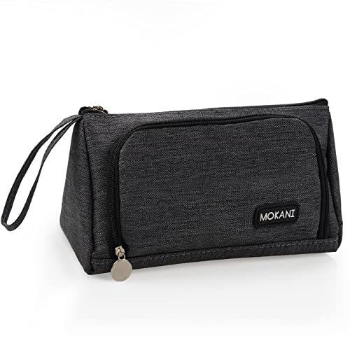 MOKANI Federmäppchen mit Großem Fassungsvermögen, Leinen Mäppchen Federmappe Federtasche Schlamppermäppchen, Schlampermäppchen Schulmäppchen für Studenten Mädchen Teenager Erwachsene, Grau von MOKANI