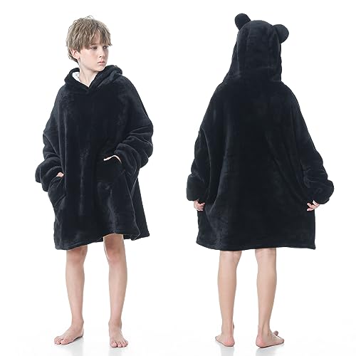 MOKANI ÜBergroßE Hoodie Decke Kinder mit äRmel Tragbare Kapuzenpullover, Super Weich Warmes Bequeme Sweatshirt mit Tasche füR Junge MäDchen von MOKANI