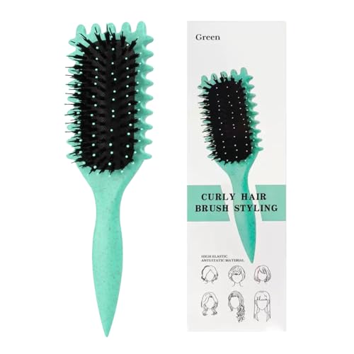 Mokaskaidj Lockenbürste, Curl Defining Brush, Curly Hair Brush, Reduziert Ziehen und Locken Trennung für Definierte Locken, Zum Kämmen und Formen Von Männer und Frauenlocken (Grün) von Mokaskaidj
