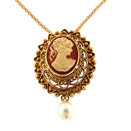 Vintage Ohrclips - aus Messing und 24 KT Gold - Handgefertig in der Toskana, Made in Italy - großer zentraler Stein mit Naturperlen-Anhänger von Mokilu'