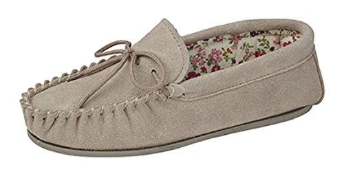 Mokkers Damen-Mokassin aus echtem Wildleder mit strapazierfähiger Sohle, Beige - stone - Größe: 38 EU von Mokkers
