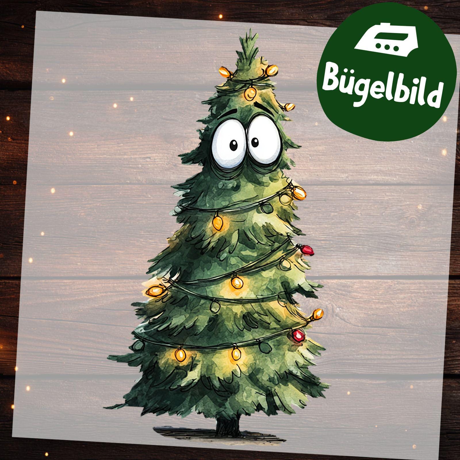 Bügelbild Weihnachtsbaum - Lustiger Cartoon Tannenbaum Mit Lichterkette Zum Aufbügeln Für Kinder Kleidung & Weihnachtsdeko Bügelbild Weihnachtsbaum - Lustiger Cartoon Tannenbaum Mit Lichterkette Zum Aufbügeln Für Kinder Kleidung & Weihnachtsdeko von MokoDesignDE