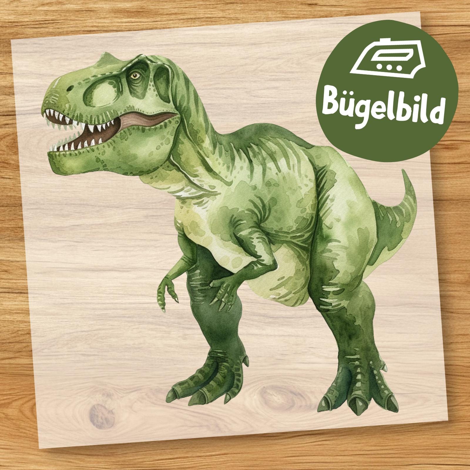 Cooler T-Rex Bügelbild, Wasserfarbe Baby-Dino Bild Aquarell Zum Aufbügeln, Dschungel Kinder Shirt, Schultüte Bügelmotiv Dinosaurier von MokoDesignDE