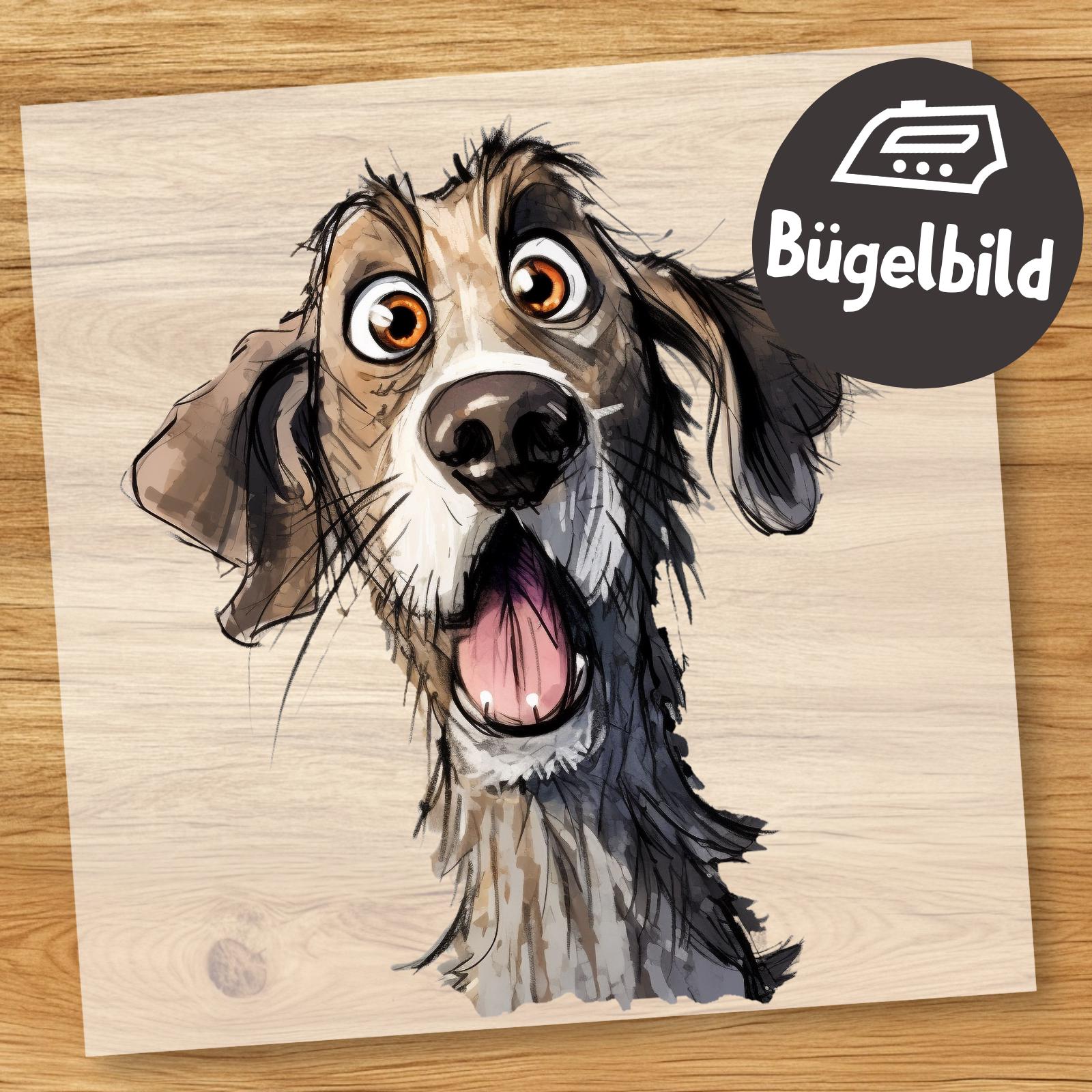 Lustiger Hund Bügelbild, Cartoon Portrait Wasserfarbe Zum Aufbügeln, Haustier Kinder Tshirt, Tier Schultüte Bügelbild Welpe Witzig von MokoDesignDE