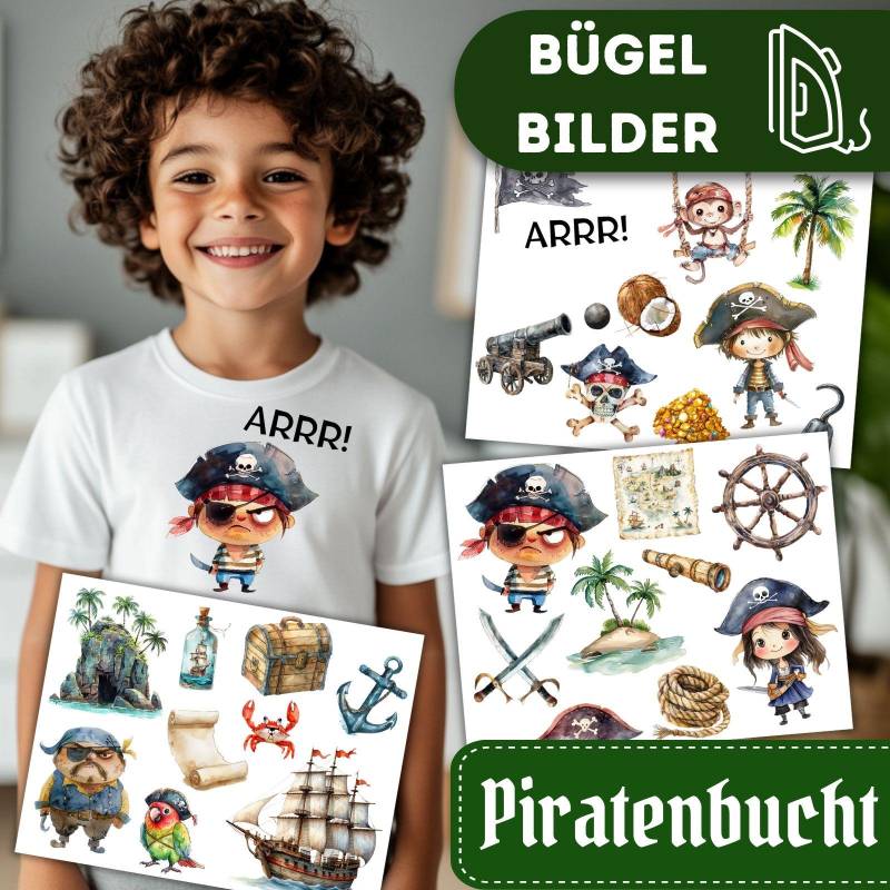 Piratenbucht Bügelbilder, Wasserfarbe Pirat Grafiken Zum Aufbügeln, Seeräuber Schatzsuche, Piratenschiff Illustrationen Für Kinder T-Shirt Piratenbucht Bügelbilder, Wasserfarbe Pirat Grafiken Zum Aufbügeln, Seeräuber Schatzsuche, Piratenschiff Illustrationen Für Kinder T-Shirt von MokoDesignDE