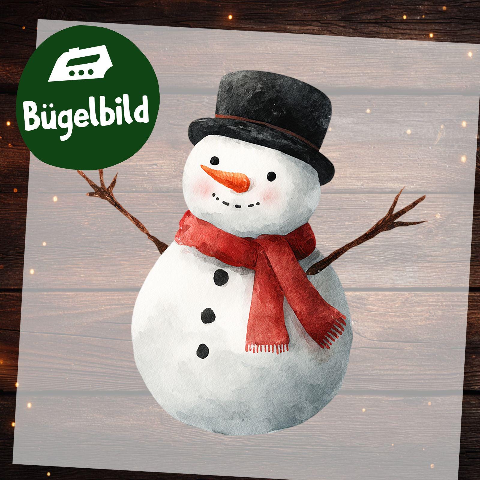 Schneemann Bügelbild Png, Weihnachtsmotiv Zum Aufbügeln, Winter Textildruck von MokoDesignDE