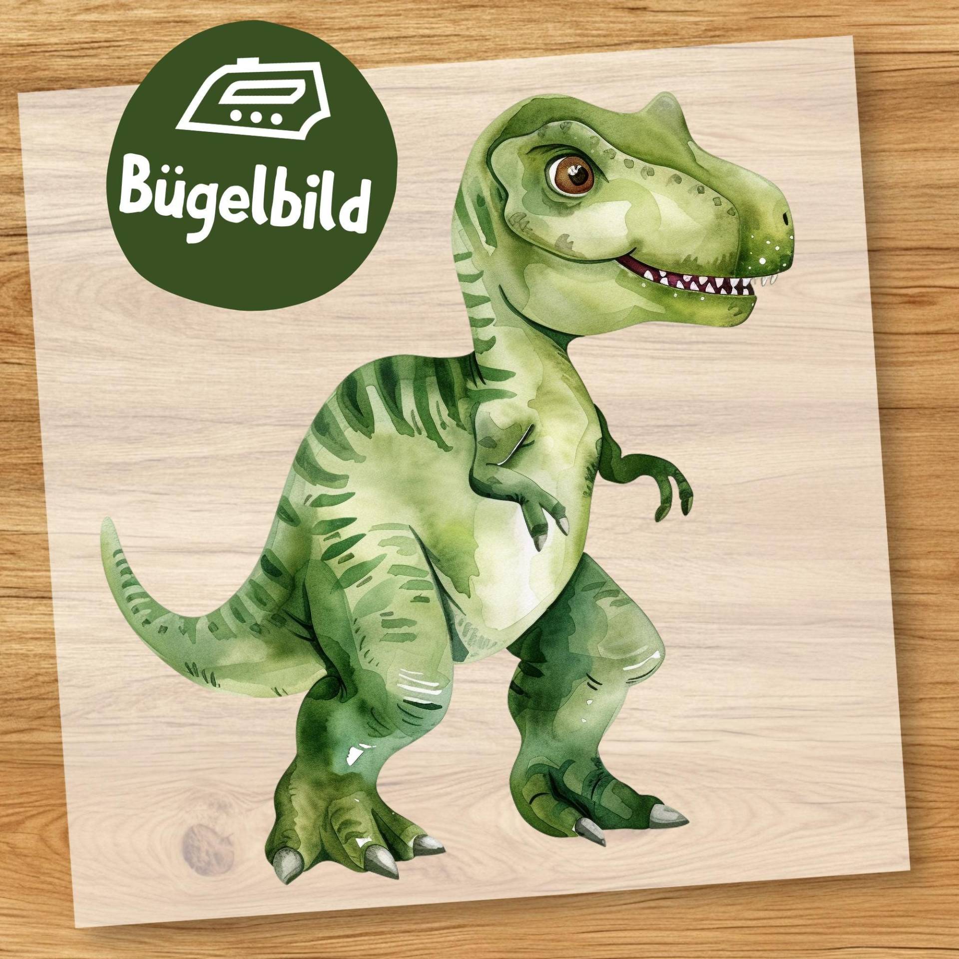Süßer T-Rex Bügelbild, Wasserfarbe Baby-Dino Fröhlich Aquarell Zum Aufbügeln, Dschungel Trex Kinder Shirt, Schultüte Bügelmotiv Dinosaurier von MokoDesignDE