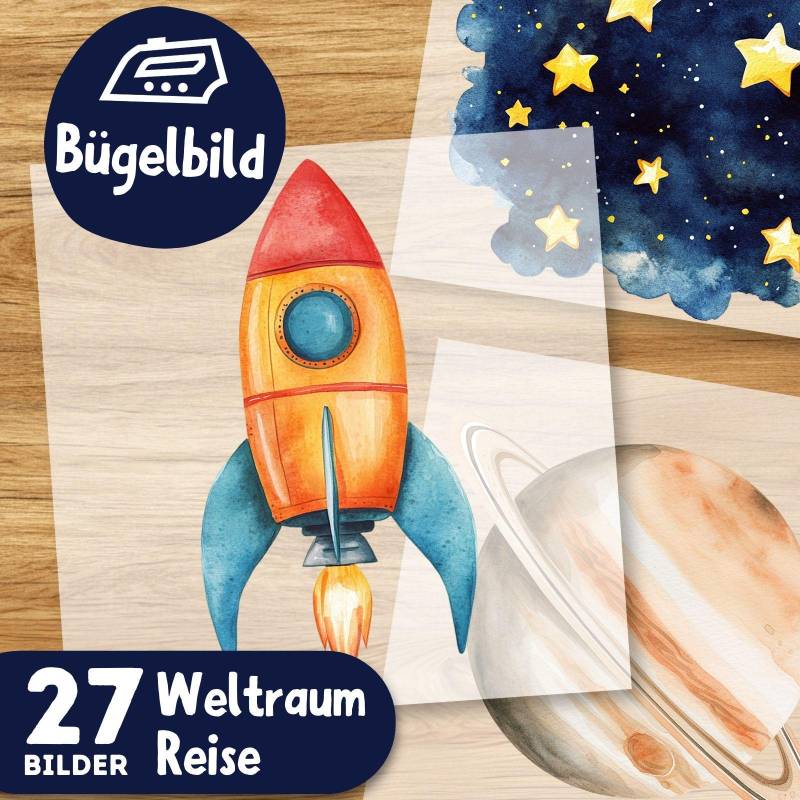 Weltraum Reise Bügelbilder, Wasserfarbe Grafiken Zum Aufbügeln, Raumschiff, Planeten Und Sterne, Illustrationen Für Kinder Tshirt Weltraum Reise Bügelbilder, Wasserfarbe Grafiken Zum Aufbügeln, Raumschiff, Planeten Und Sterne, Illustrationen Für Kinder Tshirt von MokoDesignDE
