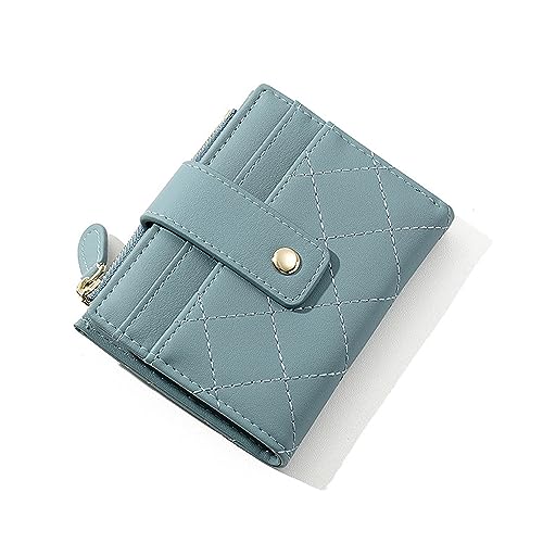 Mokoze Kleine Geldbörse für Frauen, Kreditkartenetui mit Ausweisfenster und Reißverschlusstasche, PU-Leder, Bifold Wallet für Geschenke, Reisen, Einkaufen und den täglichen Gebrauch, Blau von Mokoze