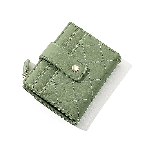 Mokoze Kleine Geldbörse für Frauen, Kreditkartenetui mit Ausweisfenster und Reißverschlusstasche, PU-Leder, Bifold Wallet für Geschenke, Reisen, Einkaufen und den täglichen Gebrauch, Grün von Mokoze