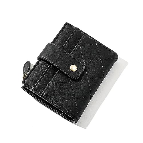 Mokoze Kleine Geldbörse für Frauen, Kreditkartenetui mit Ausweisfenster und Reißverschlusstasche, PU-Leder, Bifold Wallet für Geschenke, Reisen, Einkaufen und den täglichen Gebrauch, Schwarz von Mokoze