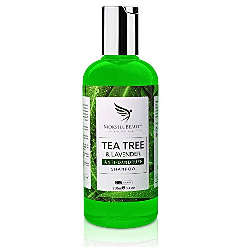 Anti Schuppen Shampoo gegen trockene juckende Kopfhaut für Herren | Frauen mit Teebaumöl - [Made in UK] Anti-Bakteriell | Beugt Kopfläuse vor | 250ml von Moksha Beauty