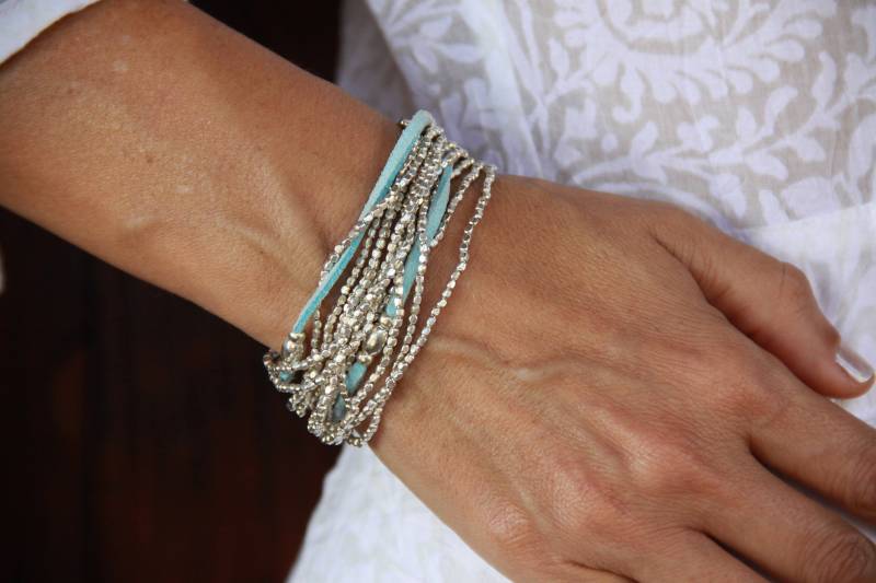 Lässiges Perlen Armband - Leder Silber Boho Schmuck Rosa Stapelbares Freundin Geschenk von MokshaJewelryIbiza