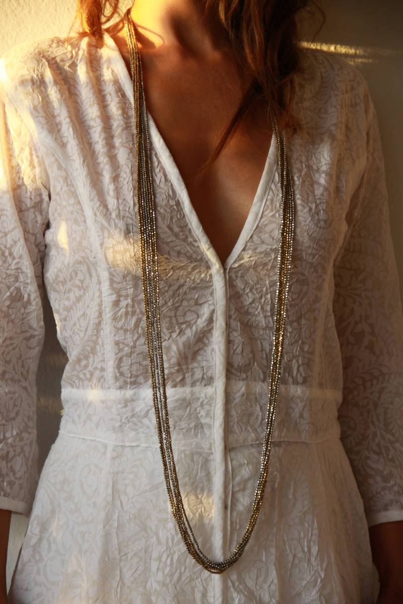 Lange Frauen Halskette - Extra Boho Moderne Moderne Statement Lange Goldkette von MokshaJewelryIbiza