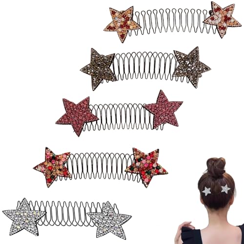 5 Stück unsichtbare Haarspangen mit Strass, dehnbar, Stern-Haarveredelung, Kamm in U-Form, Haarspangen für Damen und Mädchen 5 Stück unsichtbare Haarspangen mit Strass, dehnbar, Stern-Haarveredelung, Kamm in U-Form, Haarspangen für Damen und Mädchen von Mokxasy