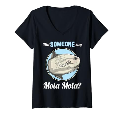Damen Mola Mola Mondfisch T-Shirt mit V-Ausschnitt Damen Mola Mola Mondfisch T-Shirt mit V-Ausschnitt von Mola Mola Mondfisch Tier Shop