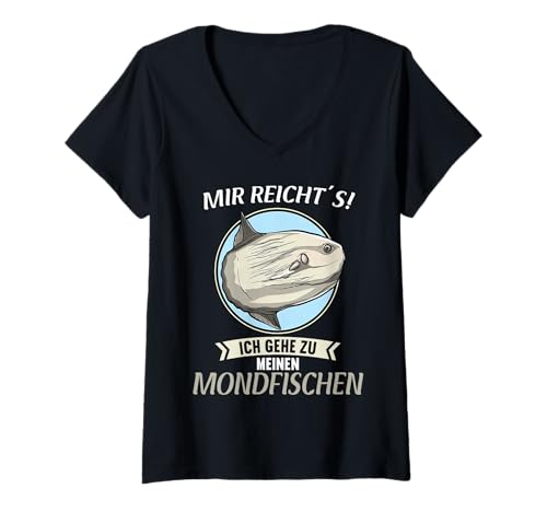 Damen Mola Mola Mondfisch T-Shirt mit V-Ausschnitt Damen Mola Mola Mondfisch T-Shirt mit V-Ausschnitt von Mola Mola Mondfisch Tier Shop