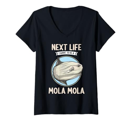 Damen Mola Mola Mondfisch T-Shirt mit V-Ausschnitt Damen Mola Mola Mondfisch T-Shirt mit V-Ausschnitt von Mola Mola Mondfisch Tier Shop