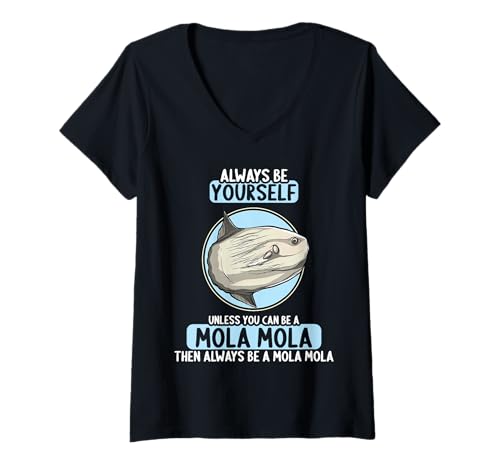 Damen Mola Mola Mondfisch T-Shirt mit V-Ausschnitt Damen Mola Mola Mondfisch T-Shirt mit V-Ausschnitt von Mola Mola Mondfisch Tier Shop