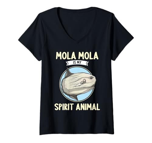 Damen Mola Mola Mondfisch T-Shirt mit V-Ausschnitt Damen Mola Mola Mondfisch T-Shirt mit V-Ausschnitt von Mola Mola Mondfisch Tier Shop