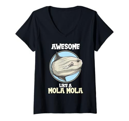 Damen Mola Mola Mondfisch T-Shirt mit V-Ausschnitt Damen Mola Mola Mondfisch T-Shirt mit V-Ausschnitt von Mola Mola Mondfisch Tier Shop