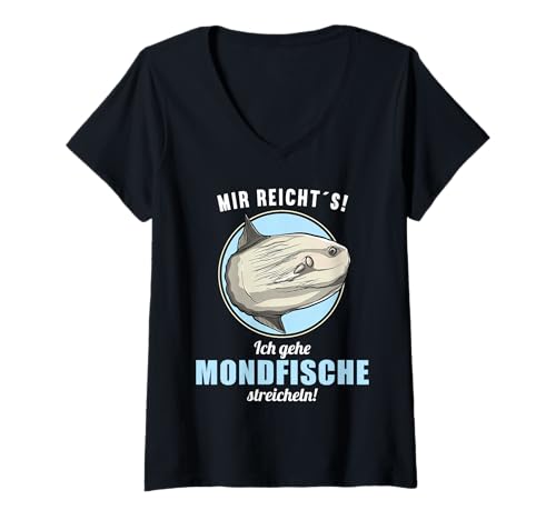 Damen Mola Mola Mondfisch T-Shirt mit V-Ausschnitt Damen Mola Mola Mondfisch T-Shirt mit V-Ausschnitt von Mola Mola Mondfisch Tier Shop