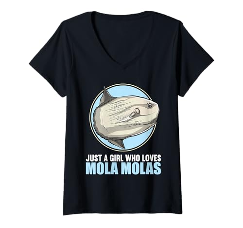 Damen Mola Mola Mondfisch T-Shirt mit V-Ausschnitt Damen Mola Mola Mondfisch T-Shirt mit V-Ausschnitt von Mola Mola Mondfisch Tier Shop