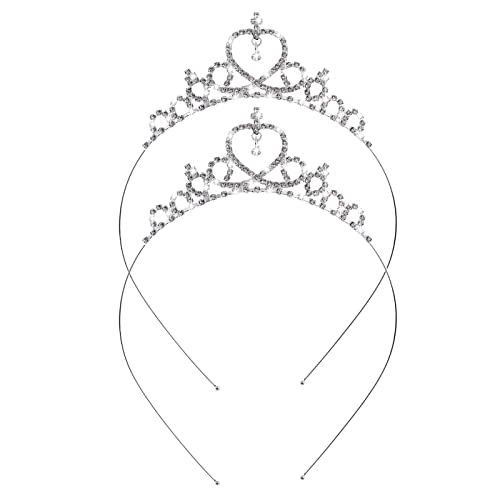 Molain 2 Stück Prinzessin Krone Tiara, Mädchen Stirnband Haarreifen Mit Strass Kristall Perle Diadem, Kopf Krone für Frauen Hochzeit Abschlussball Party (Stil A) von Molain