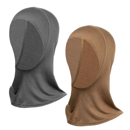 Molain 2pcs Hijab Kopftücher, Hijab Kappen, Dehnbare Hijab Unterkappen, Elastische Hijab Unterkopftücher Elastische Hijab Unterschals Vollständiger Atmungsaktive Hijab Kappen für Frauen(grau+khaki) von Molain