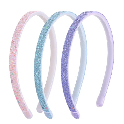 Molain 3 Stück Glitzer Haarreife, Niedliche Rutschfeste Stirnbänder aus Kunststoff mit Zähnen haarreifen kinder Haarreifen Mädchen Haarschmuck für Kleine Mädchen von Molain
